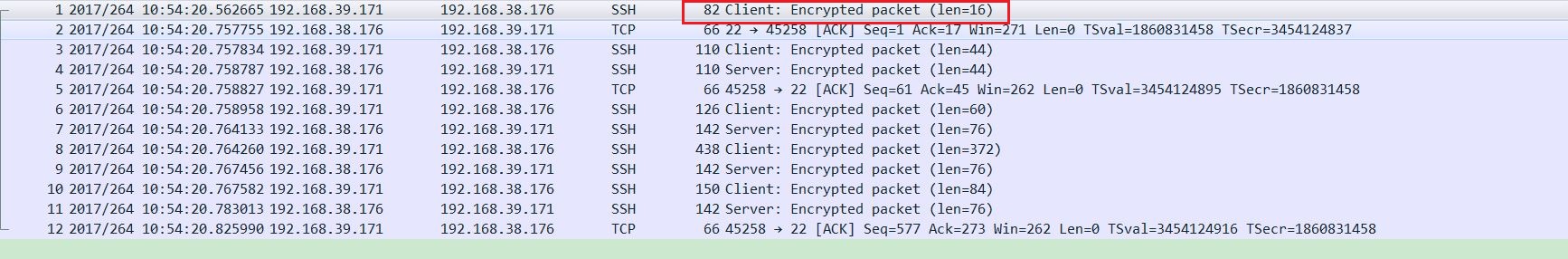 ssh version pcap wireshark